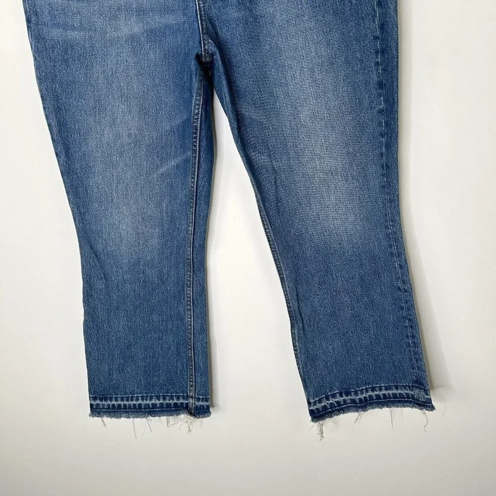 Free People‎ High Rise Boot Crop Jeans Womens Size 31 Rigid Frayed Bootcut - Picture 4 of 10